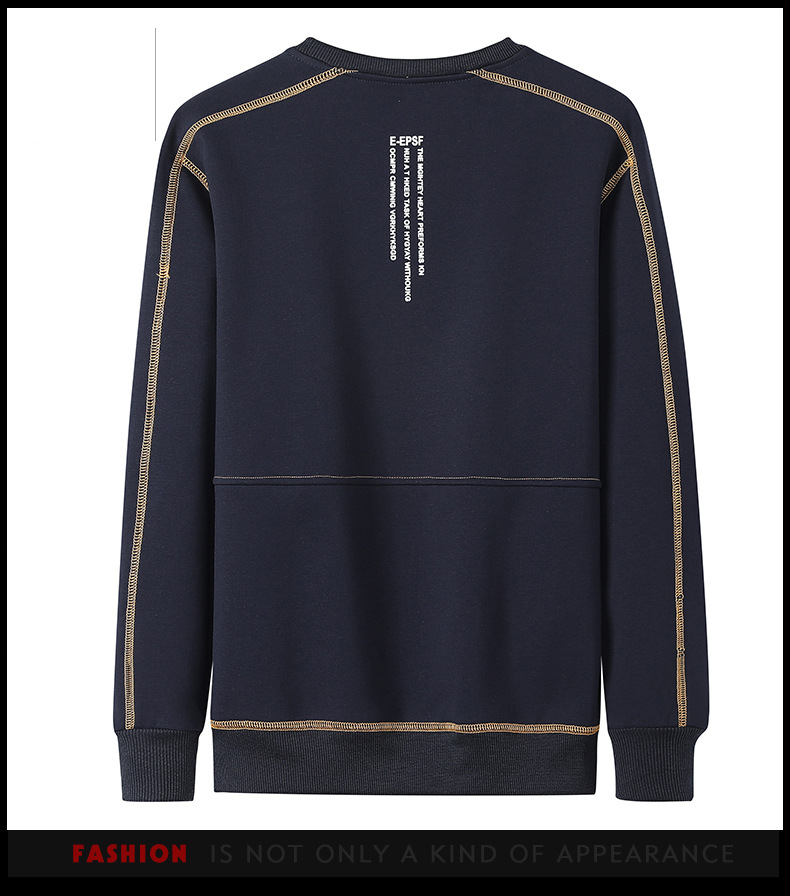 Herrkläder Luvtröja Herr vår och höst i år rund hals höst och vinter modemärke Långärmad topp plus fleece tjock underrock_voghion.com