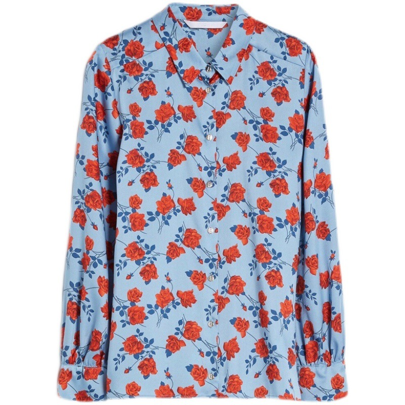 Camicetta da donna in seta imitazione floreale alla moda_voghion.com