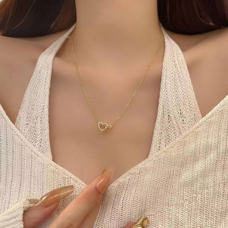 To Peach Summer Kadınlar İçin Yüksek Kaliteli Kalp Şeklinde Köprücük Kemiği Zincir Kolye_voghion.com