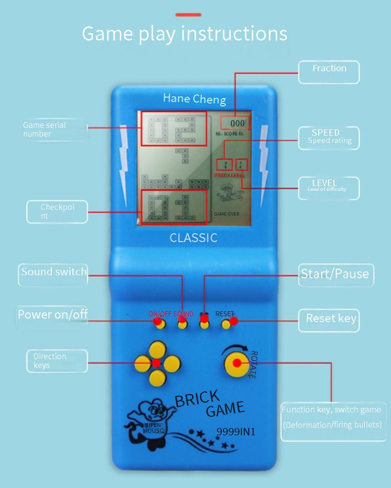 Video Game Consoles Large Screen Tetris Game Console Retro Nostalgic Classic Children's 8090 Handheld Game Console Electronic Toy_voghion.com