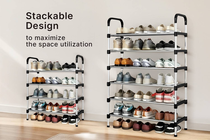 1 x Schuhregal mit 6 Ebenen, mehrstufiger Organizer, einfach zu montieren, freistehend – für Eingangsbereiche, Schlafzimmer, Büros und mehr_voghion.com