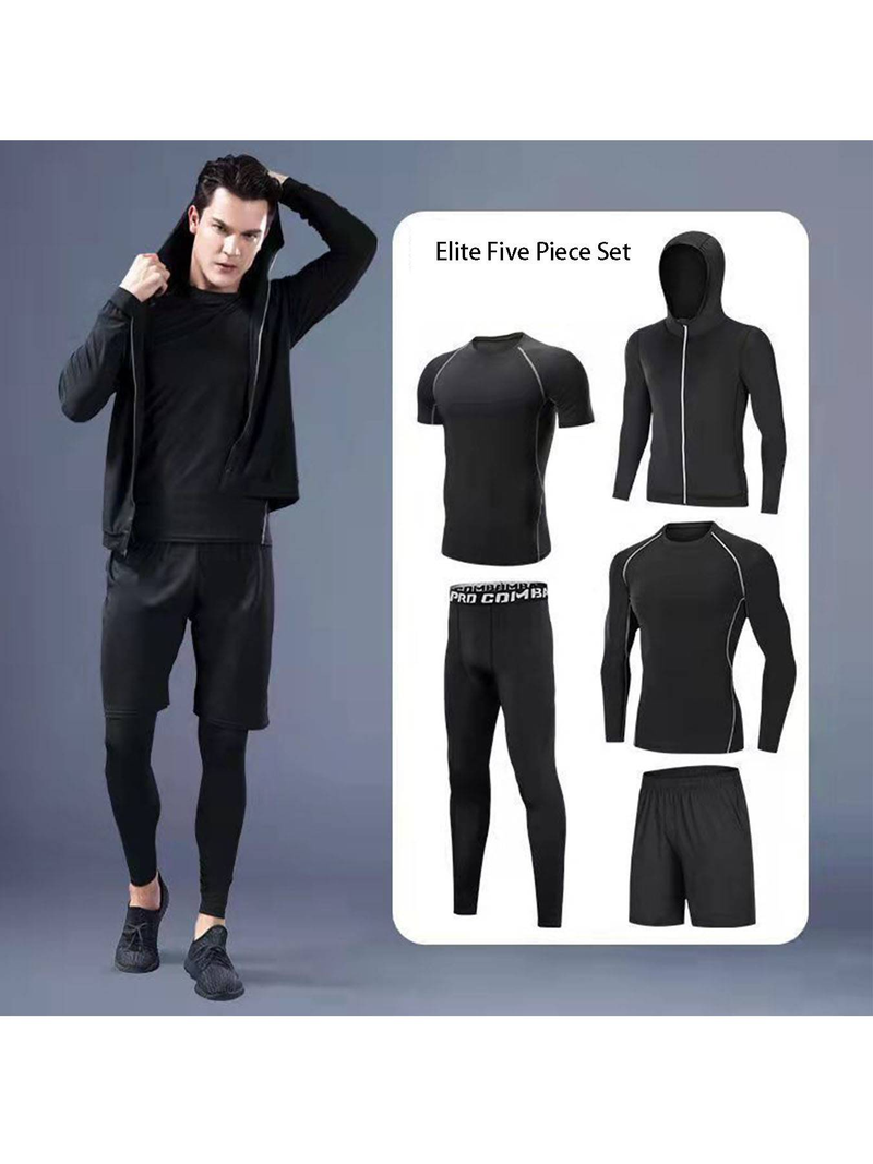 Fitness Suit, Men's Set, Sports Quick Drying Tight Fitting Suit, Training Suit, Seasonal Running, Basketball, Gym Fitness Suit_voghion.com