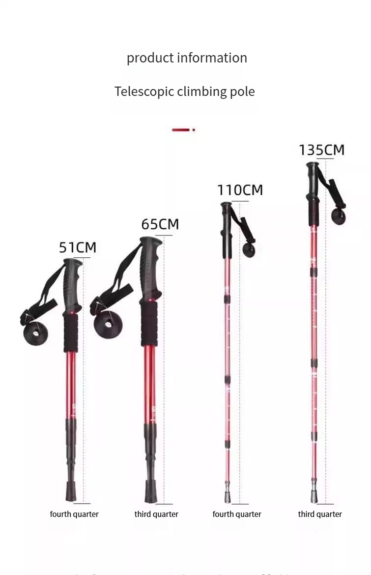 Professioneller Outdoor-Trekkingstock, Kinderkletterstock, leichte Krücke, teleskopisch faltbar, multifunktionaler Selbstverteidigungsstock für Männer und Frauen_voghion.com