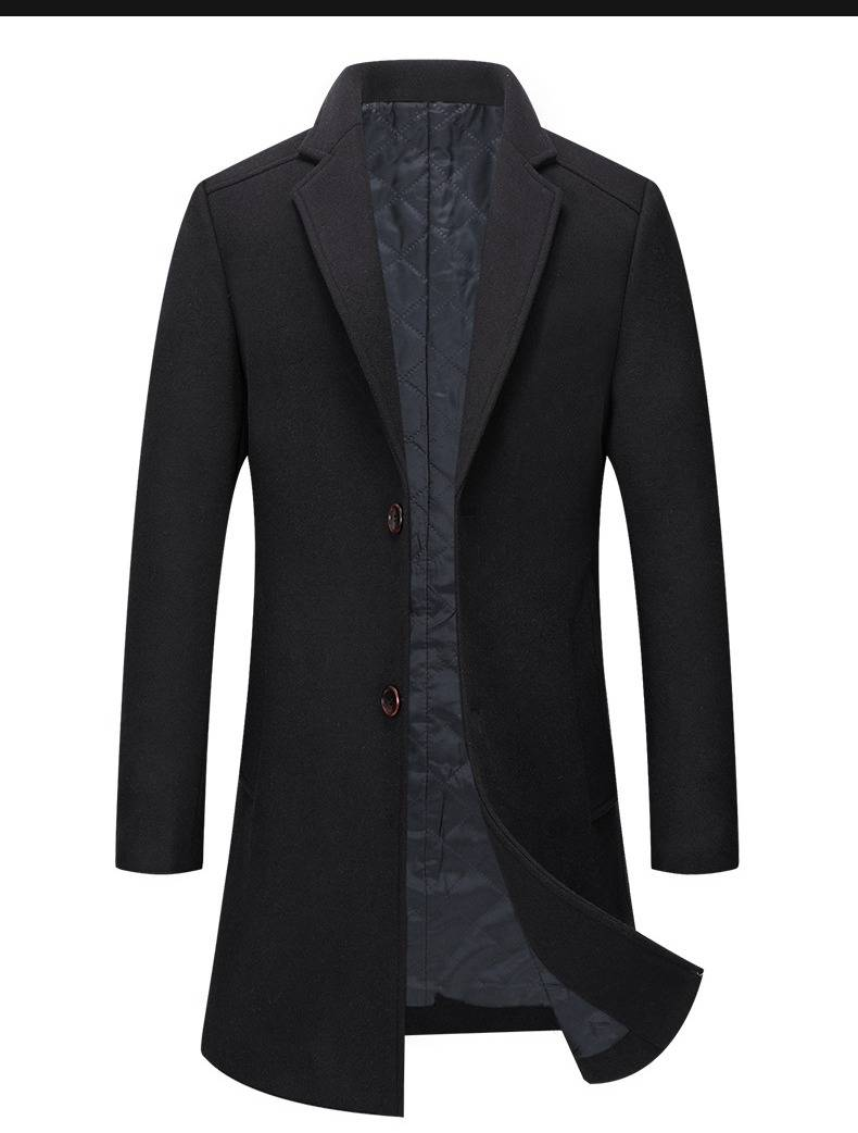 Men's Clothing Men's Wool Blend Trench Coat With Cotton Lining - Slim Fit Winter Overcoat For Men, Wrinkle-Free, Stylish & Warm_voghion.com