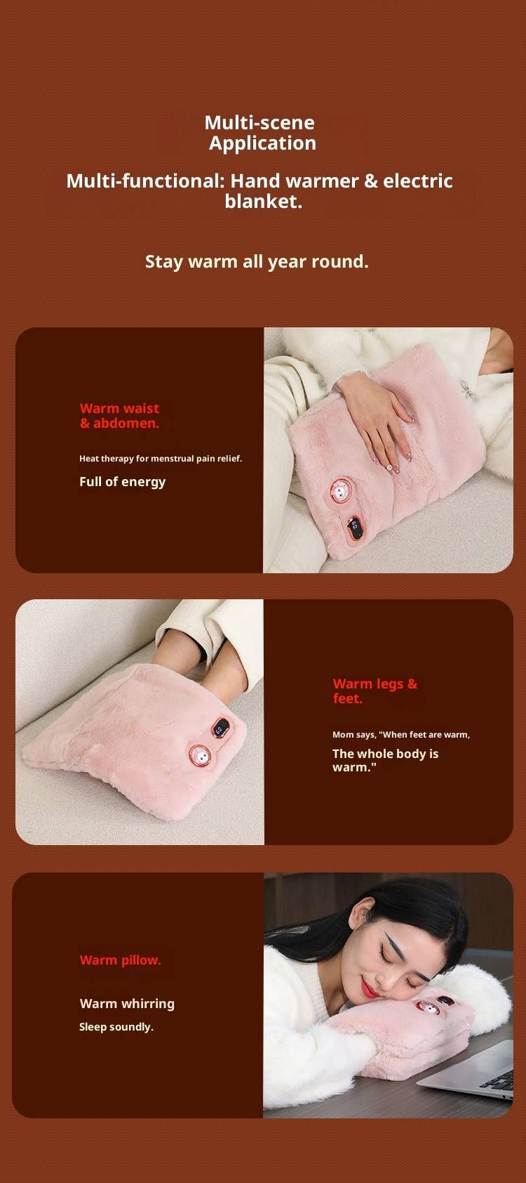 Scaldamani USB Minibear - Cuscinetto riscaldante rapido da 10 W, rivestimento in peluche ultra morbido, scaldamani elettrico portatile per donna (rosa, con/senza power bank)_voghion.com