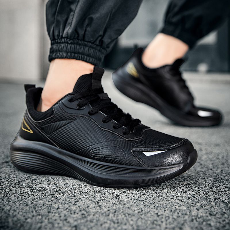 Unschlagbare Qualität Neue Herbst- und Winter-Ultrafaser-Leder-wasserdichte schwarze Herren-Freizeitsport-Vielseitige Laufschuhe mit dicker Sohle_voghion.com