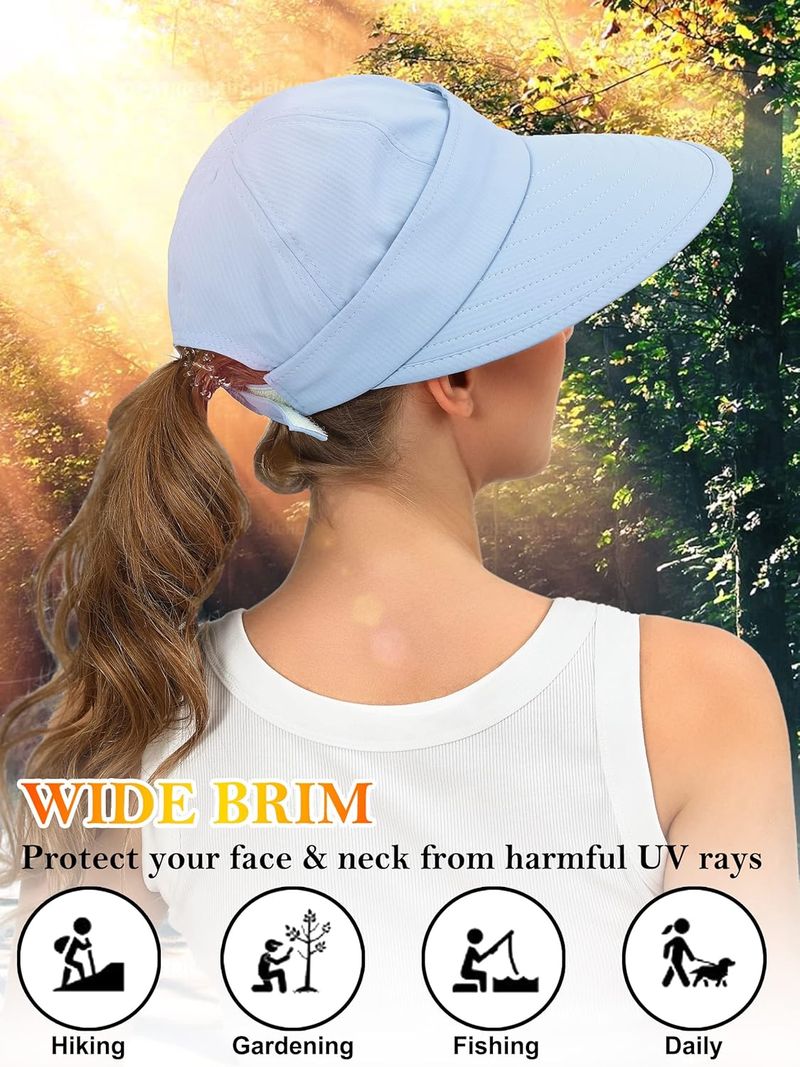 Sun Hats For Womens Wide Brim Visor UV Protection Dual Purpose Hat For Beach Summer Packable Cap_voghion.com