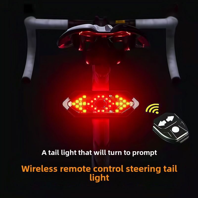 Luz traseira de bicicleta recarregável USB, luz de advertência de seta com controle remoto sem fio LED, equipamento de pilotagem_voghion.com