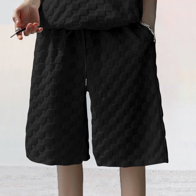 2024 oversize trendy checkerboard spring/summer loose fit sports and leisure two-piece set men's _voghion.com