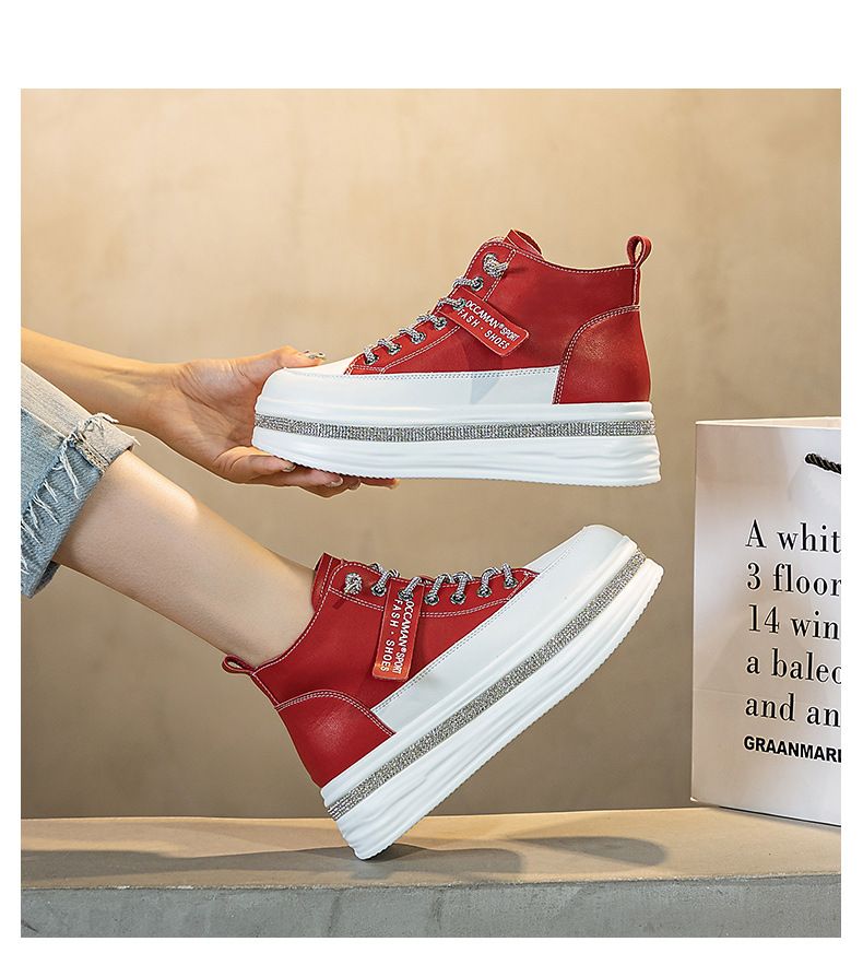 Herbst neue frauen schuhe plattform high-top kleine weiße schuhe strass weiß frühling und herbst Martin stiefel frauen herbst und winter_voghion.com