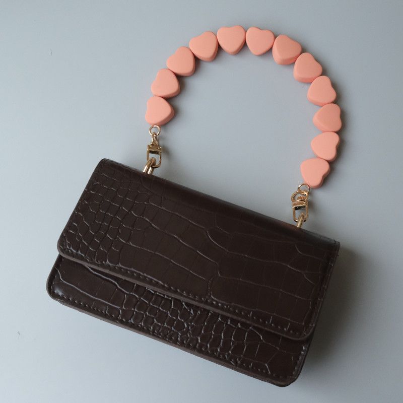 Fashion Colorful Handmade Contrast Rubber Resin Bag Handheld Heart Candy Color Chain_voghion.com