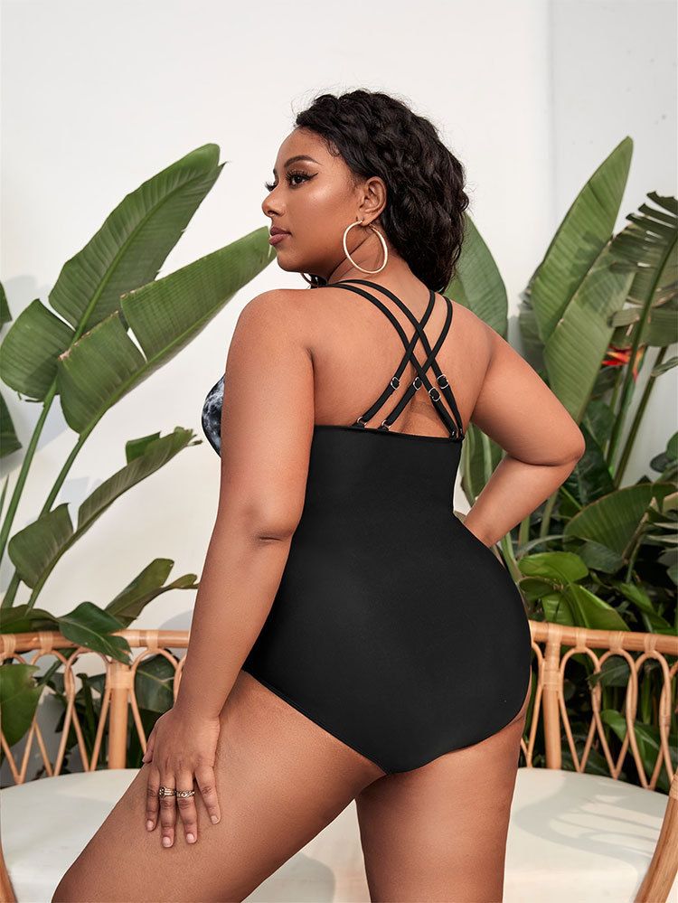 Maillot de bain une pièce imprimé, grande taille, sexy, décolleté en V profond, taille haute, dos nu, printemps chaud_voghion.com