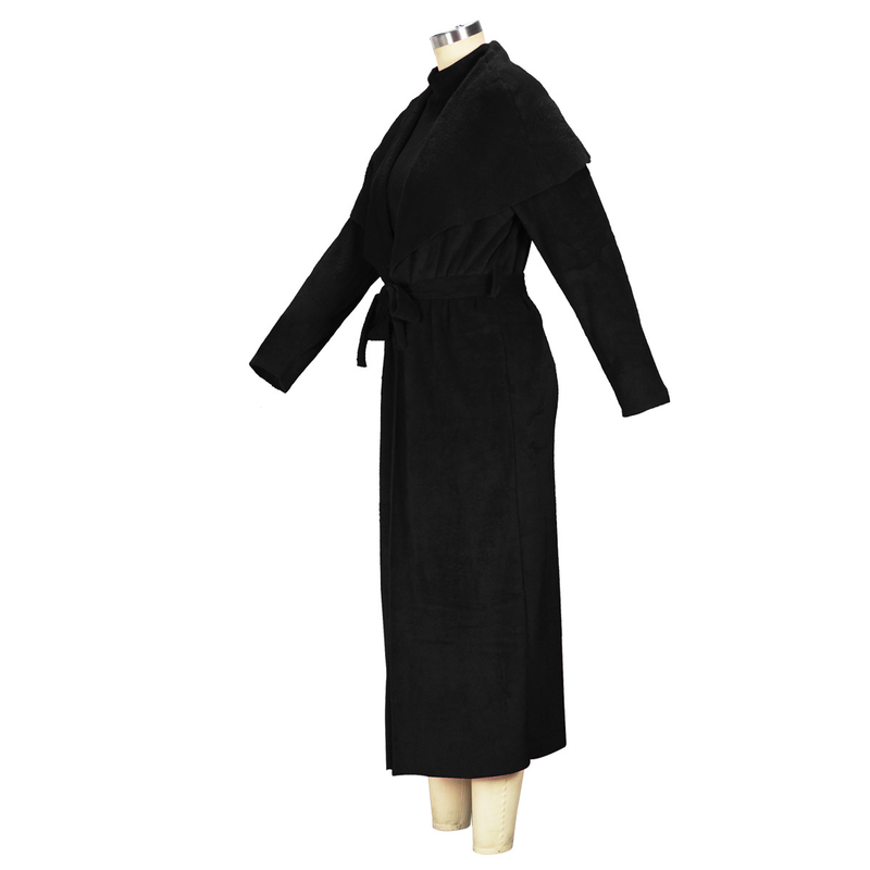 Women's clothing temperament dress and coat two-piece fashion loose long cardigan velvet suit_voghion.com