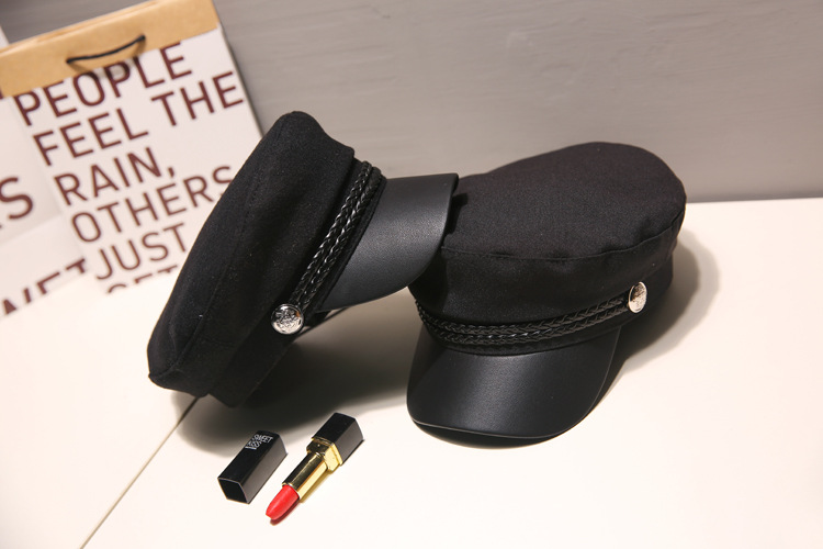 Fashion Women Men Military Hat Spring Autumn Sailor Hats Black Ladies Beret Caps Flat Top Captain Cap Travel Cadet_voghion.com