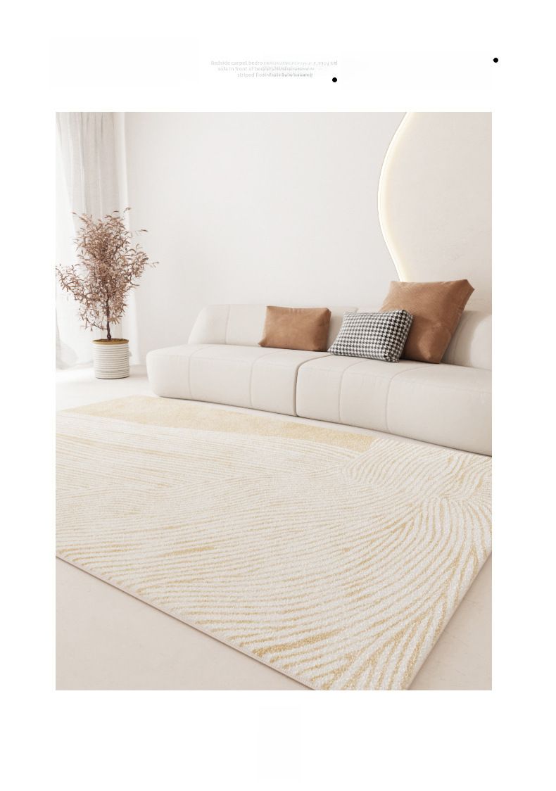 Tapis de salon simple crème 2024 Tapis de sol de luxe léger et résistant à la saleté, facile d'entretien, antidérapant et avancé en peluche_voghion.com