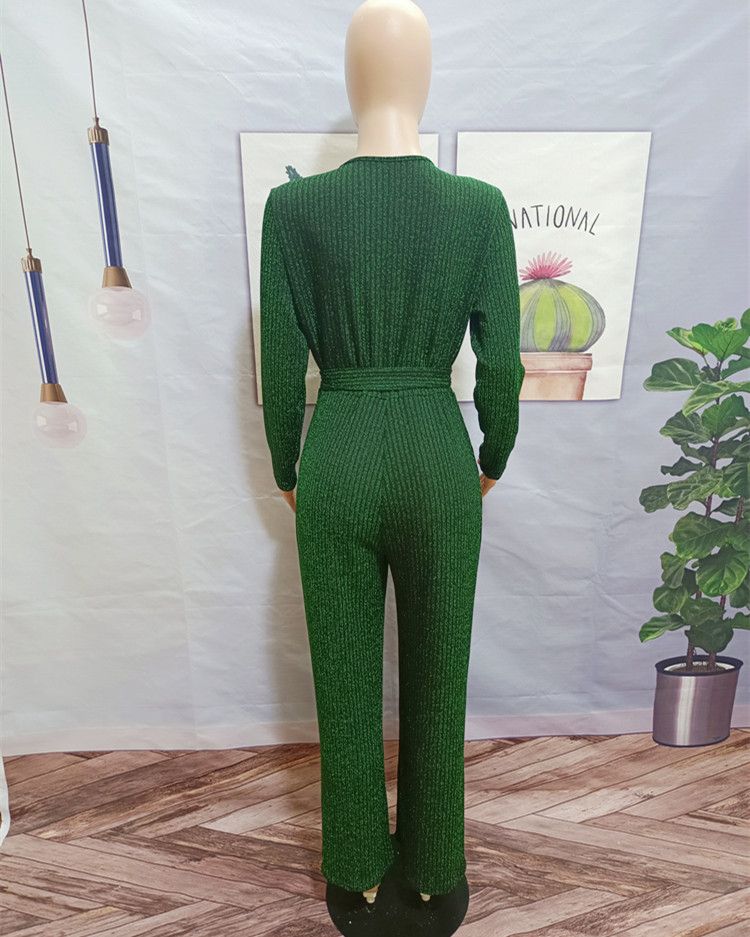 Roupas femininas macacão de seda dourada e prateada com pernas largas e decote em V profundo e reto brilhante_voghion.com