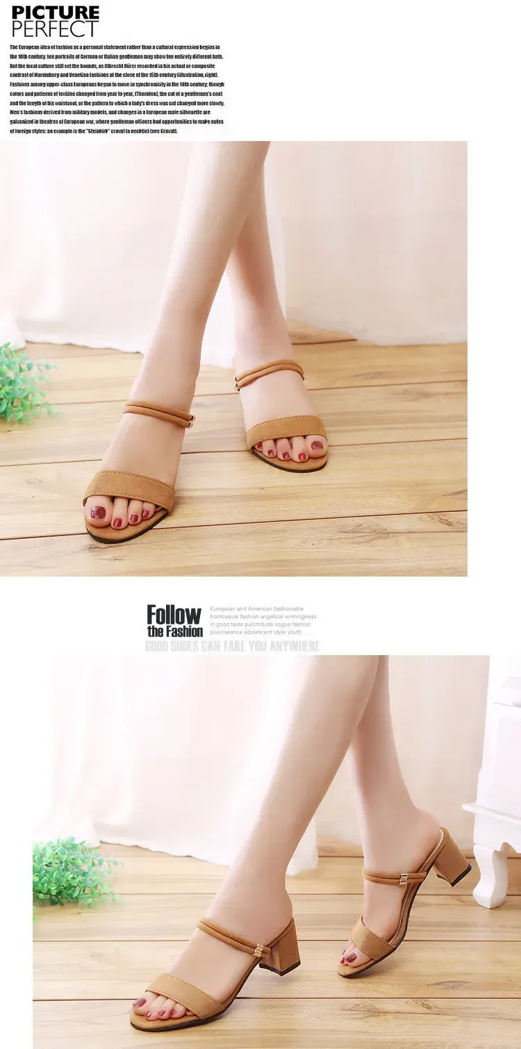 Version Ddmywed Korean New Roman Sandals Women S Middle Student Open Toe Thick Heel One Line Sandal Two Pairs Of Shoes_voghion.com