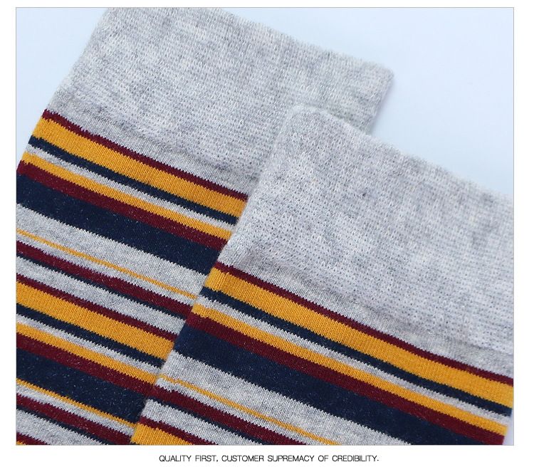 Vergrößerte lange gestreifte Herrensocken aus reiner Baumwolle für vier Jahreszeiten, dünne Deodorant-Socken mit hoher Taille_voghion.com
