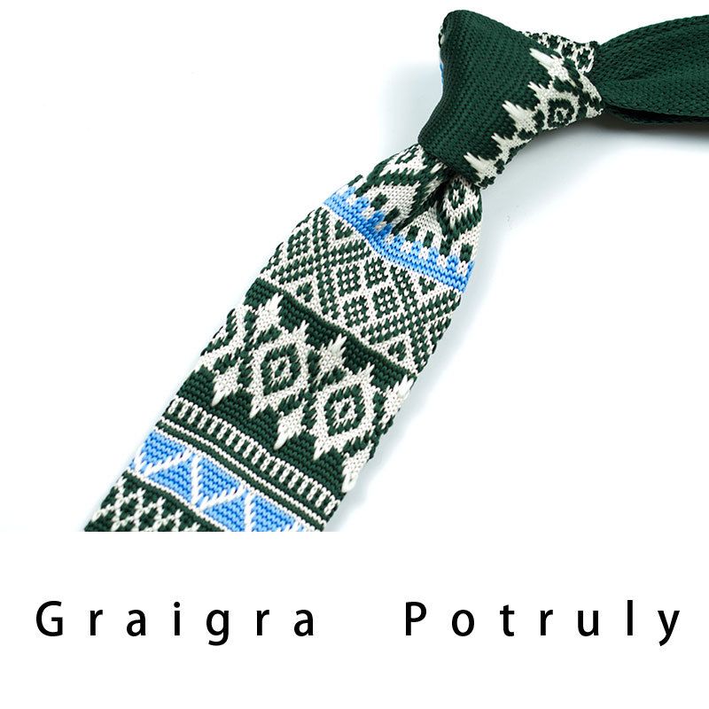 Men's Ties & Handkerchiefs style ethnic style coffee color yellow gray dark green width 6CM men's knitted tie_voghion.com