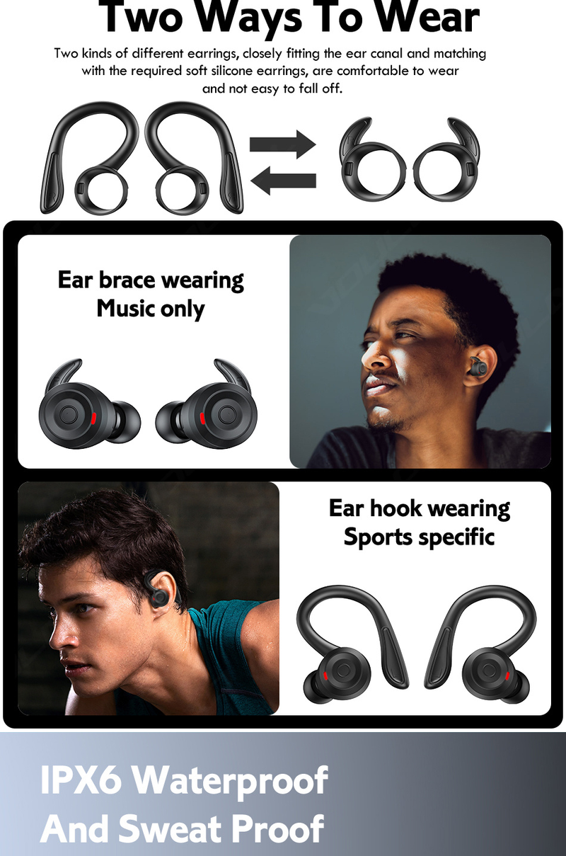 ασύρματο Bluetooth ακουστικά σπορ αδιάβροχο Bluetooth 5.1 ακουστικά στερεοφωνικά ακουστικά με μικρόφωνο ακύρωση θορύβου _voghion.com