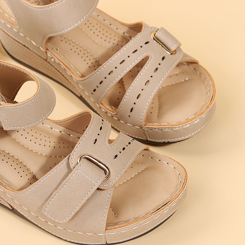 Nuovi sandali stile romano con bocca di pesce grandi casual 2024 Capispalla da donna in velcro Shake Line Shoes_voghion.com