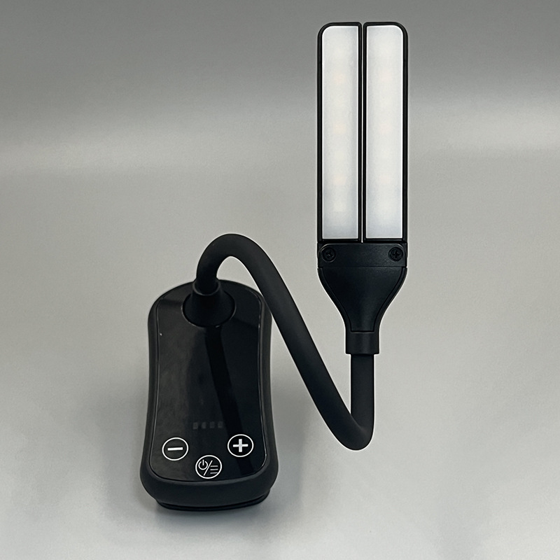 Lampada da lettura creativa a doppia testa ricaricabile, piccola, con tre pulsanti touch, lampada da lettura con clip per protezione degli occhi, lampada da lettura in magazzino_voghion.com