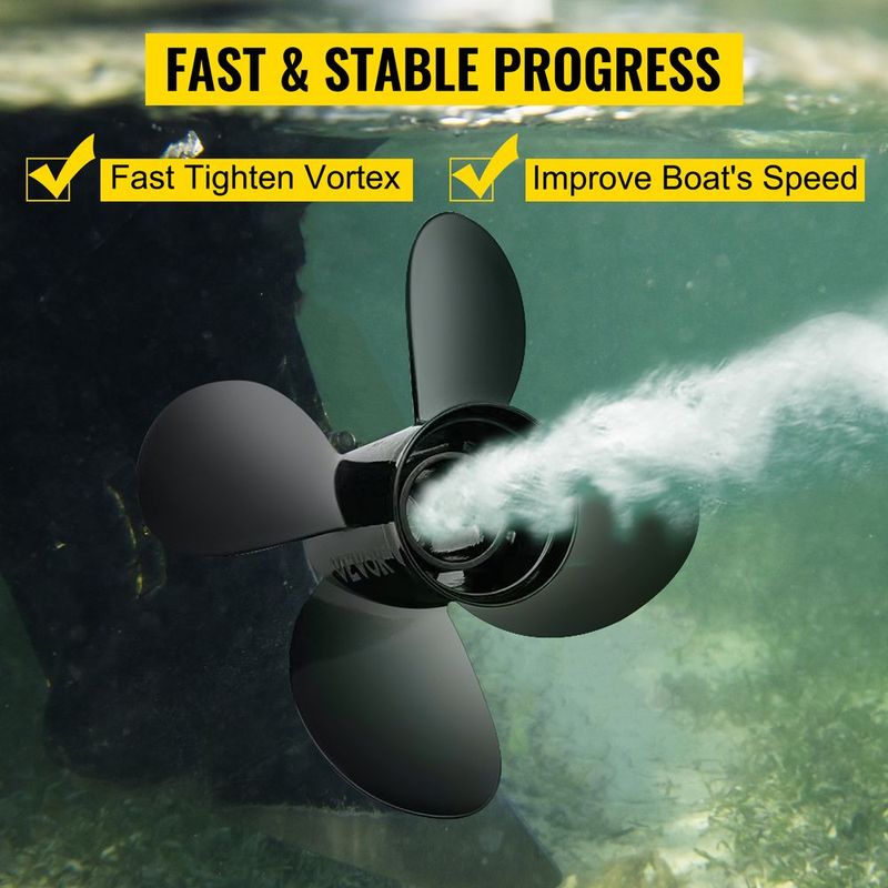 VEVOR Outboard Propeller, Replace For OEM 48-8M0084495, 4 Blades 14\" X 19\" Aluminium Boat Propeller, Compatible With 135-300HP 2-Stroke & 4-Stroke Outboards, Alpha&Bravo I Stern-Drives, RH_voghion.com