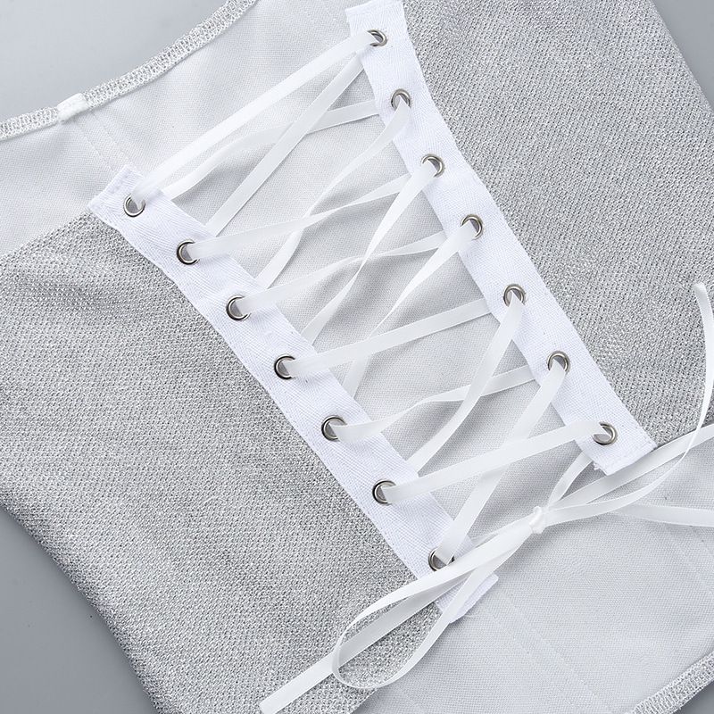 Women's fashion temperament sparkly fishbone waist vest_voghion.com