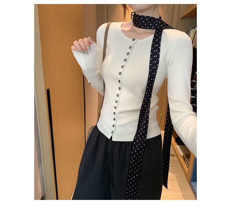 Cardigan in maglia di lana monopetto a maniche lunghe in stile francese europeo per donna, vestibilità slim fit, 2025, inizio primavera_voghion.com