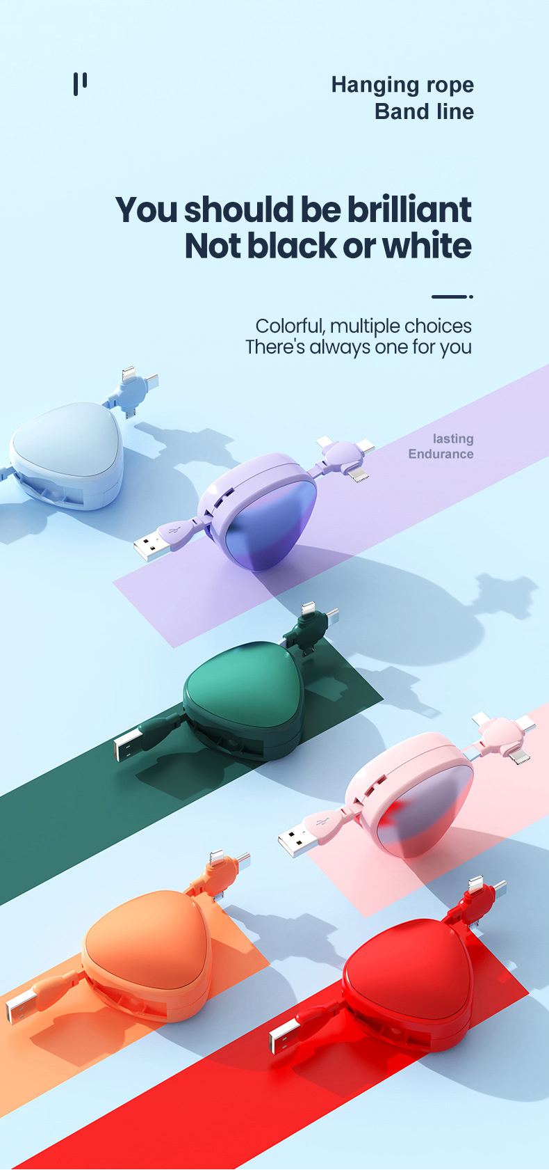 3in1 1.2m USB cable 6A 100W suitable for Huawei Samsung Xiaomi Scalable Mini USB C-type Cable Super Charging C_voghion.com
