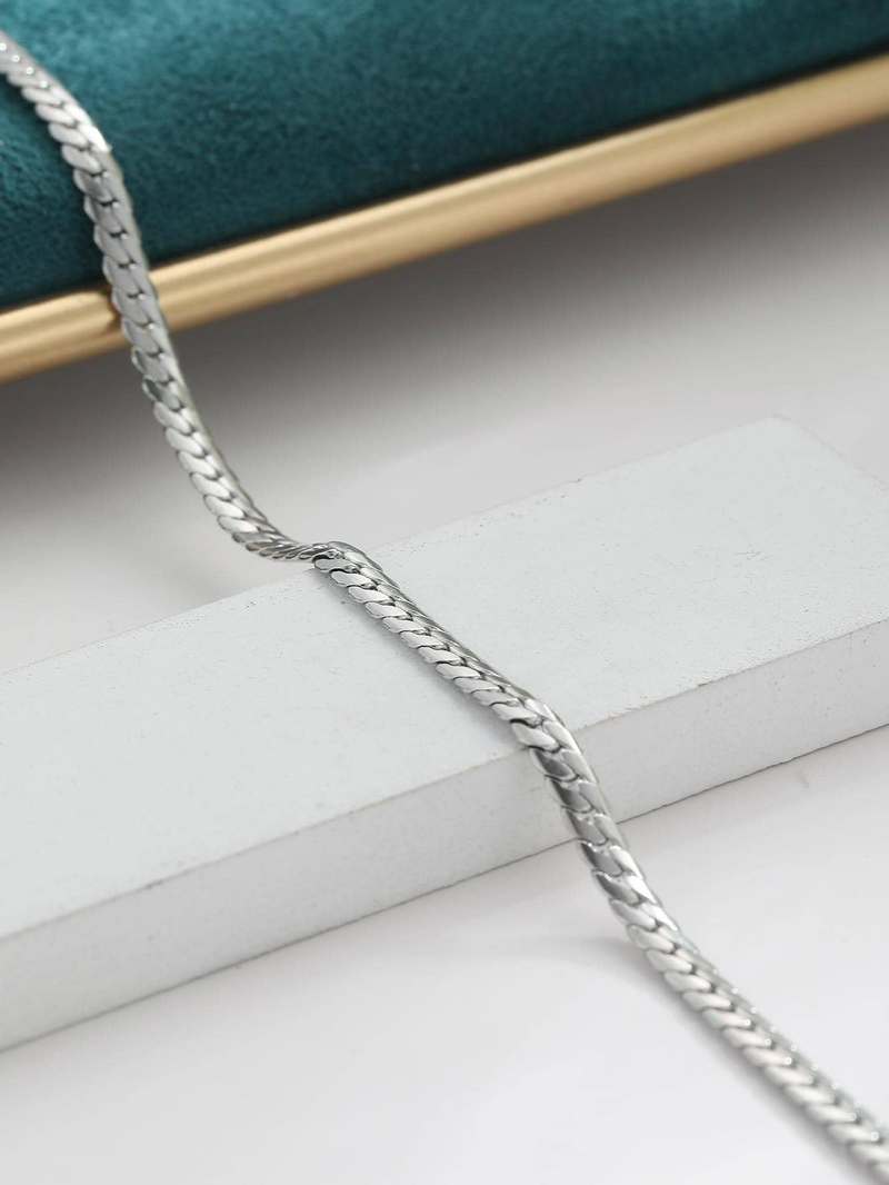 silver solid chain unisex necklace_voghion.com