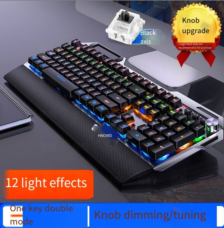 Sier carving K100 metal real nical keyboard hand knob game green shaft wired USB_voghion.com