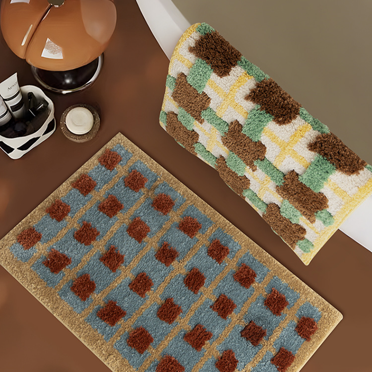 Tapis de salle de bain rétro absorbant l'eau à séchage rapide, tapis de sol pour la maison, tapis de porte d'entrée, tapis de salle de bain antidérapant et résistant à la saleté_voghion.com