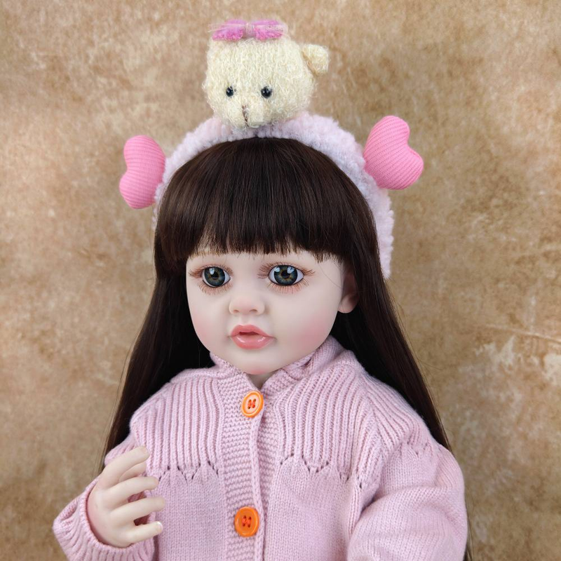22 Zoll 55 cm Fertige süße Reborn Baby Girl Puppe mit vollem weichem Vinylkörper Lebensechtes Anziehspielzeug Geburtstagsgeschenk_voghion.com