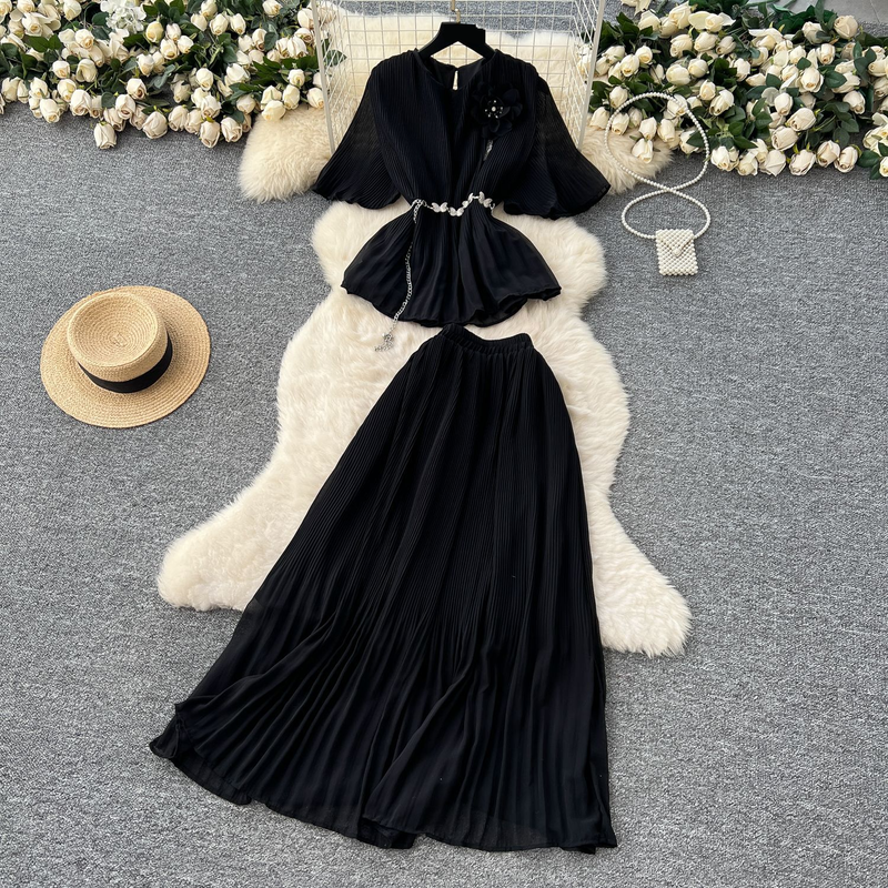 Omen's Clothing Sommerkleidung, hochwertiges dreidimensionales Blumen-Riemen-Taillenoberteil mit kurzen Ärmeln und hoher Taille_voghion.com