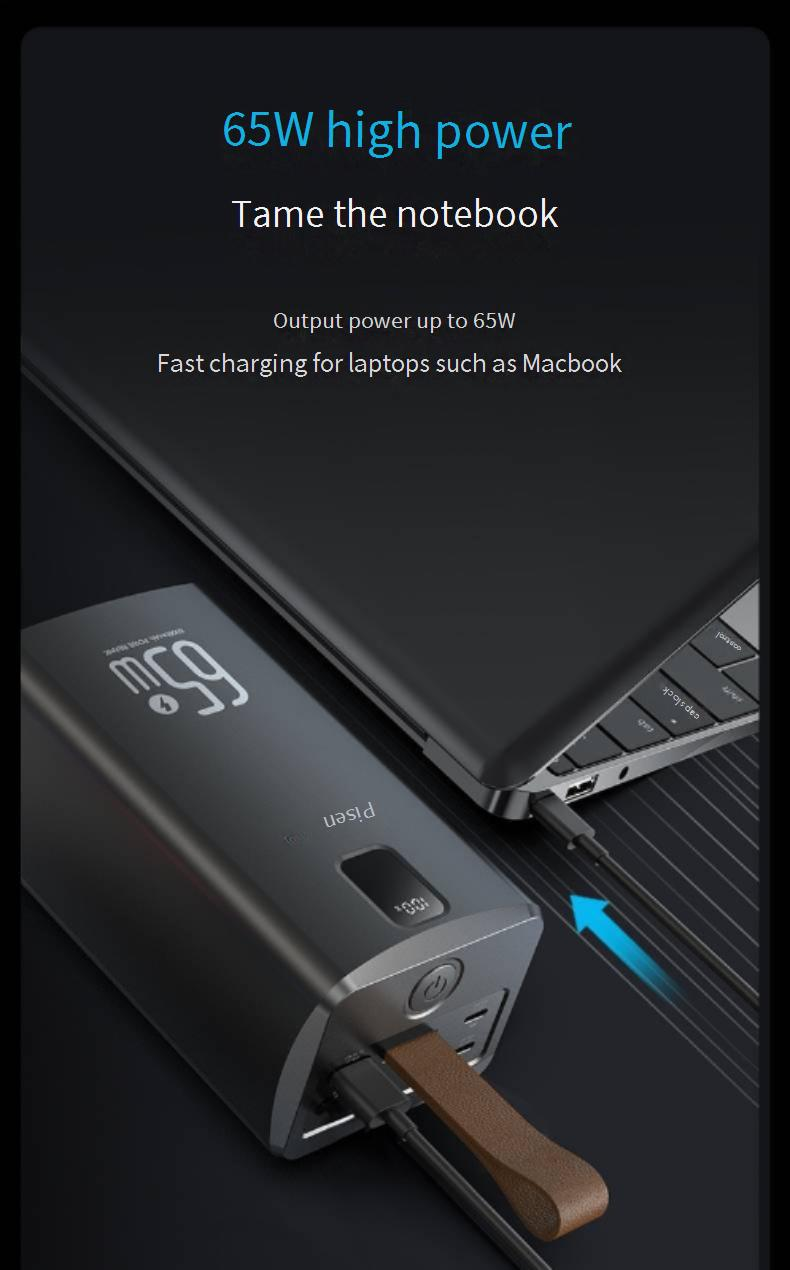 Power Bank PISEN 65W Power Bank 60000 MAh Large Capacity Light Laptop Camping Outdoor Mobile Power_voghion.com