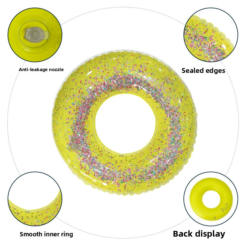 PVC Sequin Swimming Ring Thickened Outdoor Water Inflatable Floating Ring Net Celebrity Lifebuoy Underarm Circle Swimming Ring Wholesale_voghion.com
