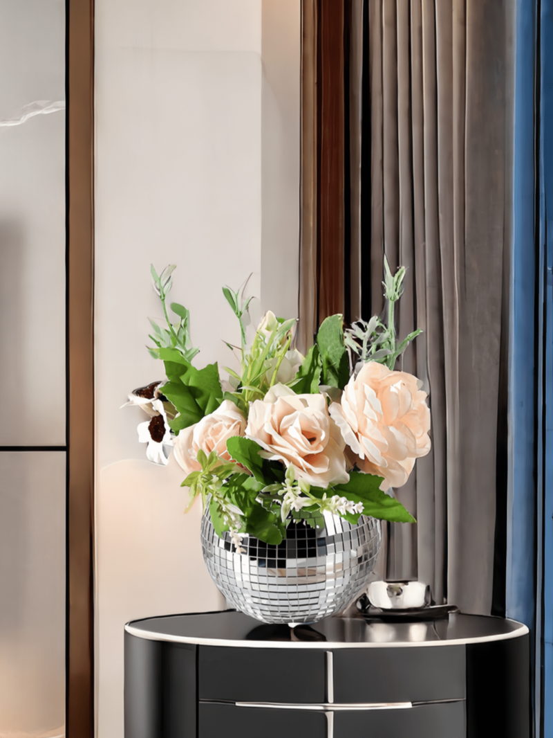Mosaic Mirror Ball Vase Decorative Home Accessory, Elegant Design For Balcony & Kitchen, Unique Fashionable Decoration_voghion.com