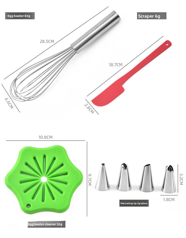 14-Piece Baking Tools Set - Non-Slip Silicone Grip Cake Decorating Kit With Stainless Steel Whisk & Piping Tips (Modern Essentials For Home Bakers)_voghion.com
