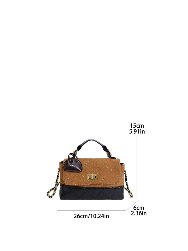 Small Square Bag Fashion Bags Color-blocking Vintage Frosted Popular Diamond Pattern Chain Single-shoulder Messenger Bag With Cross-body Strap._voghion.com