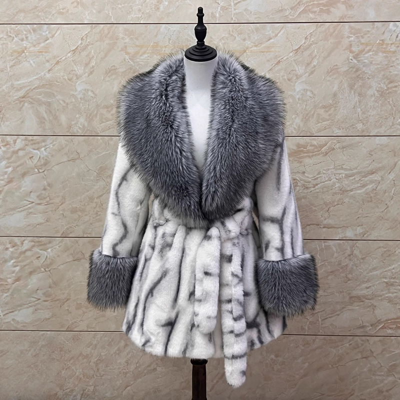 Damen Kunstpelzmantel Winterjacke Langarm Reverskragen Elegante Oberbekleidung für Damen (Weiß, Rot, Braun)_voghion.com