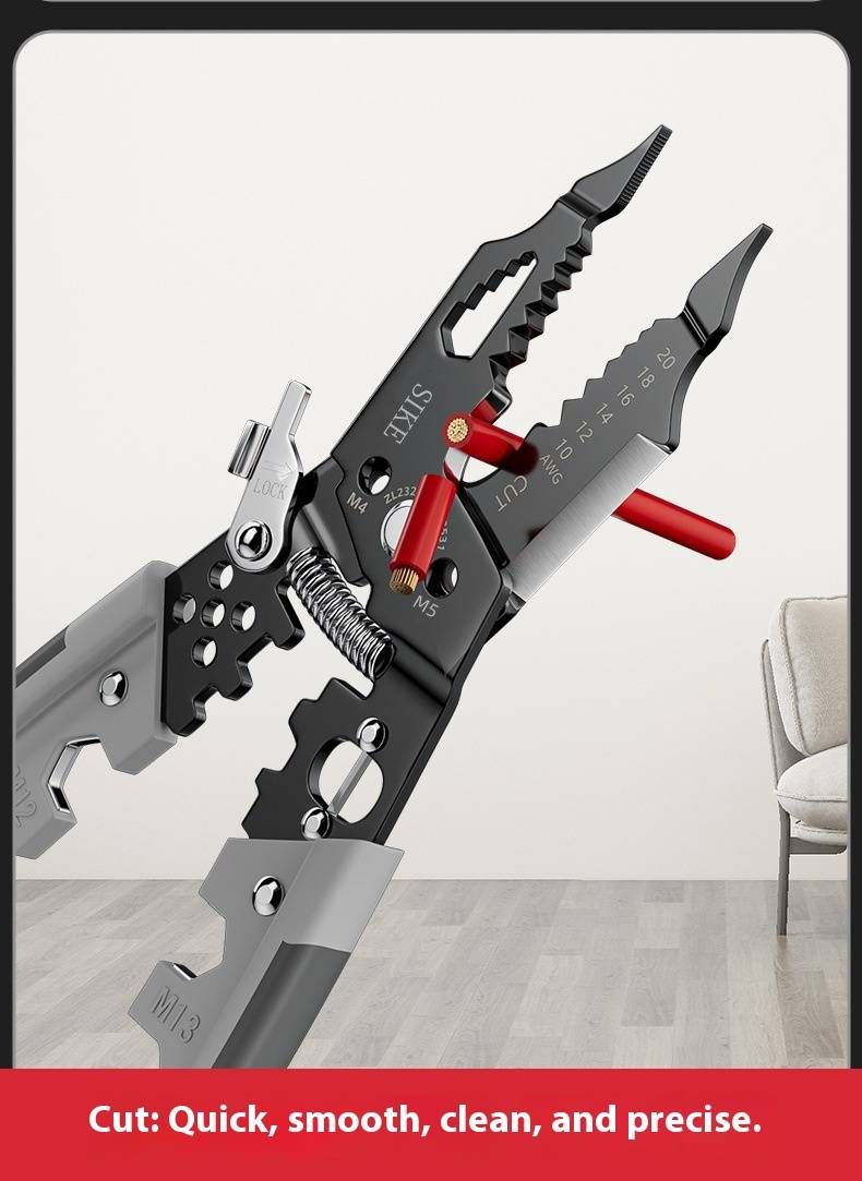 Professional Multifunctional Wire Stripper With Wrench - Heavy Duty Industrial Grade, Precision Stripping, Cutting, Twisting & Crimping Tool_voghion.com