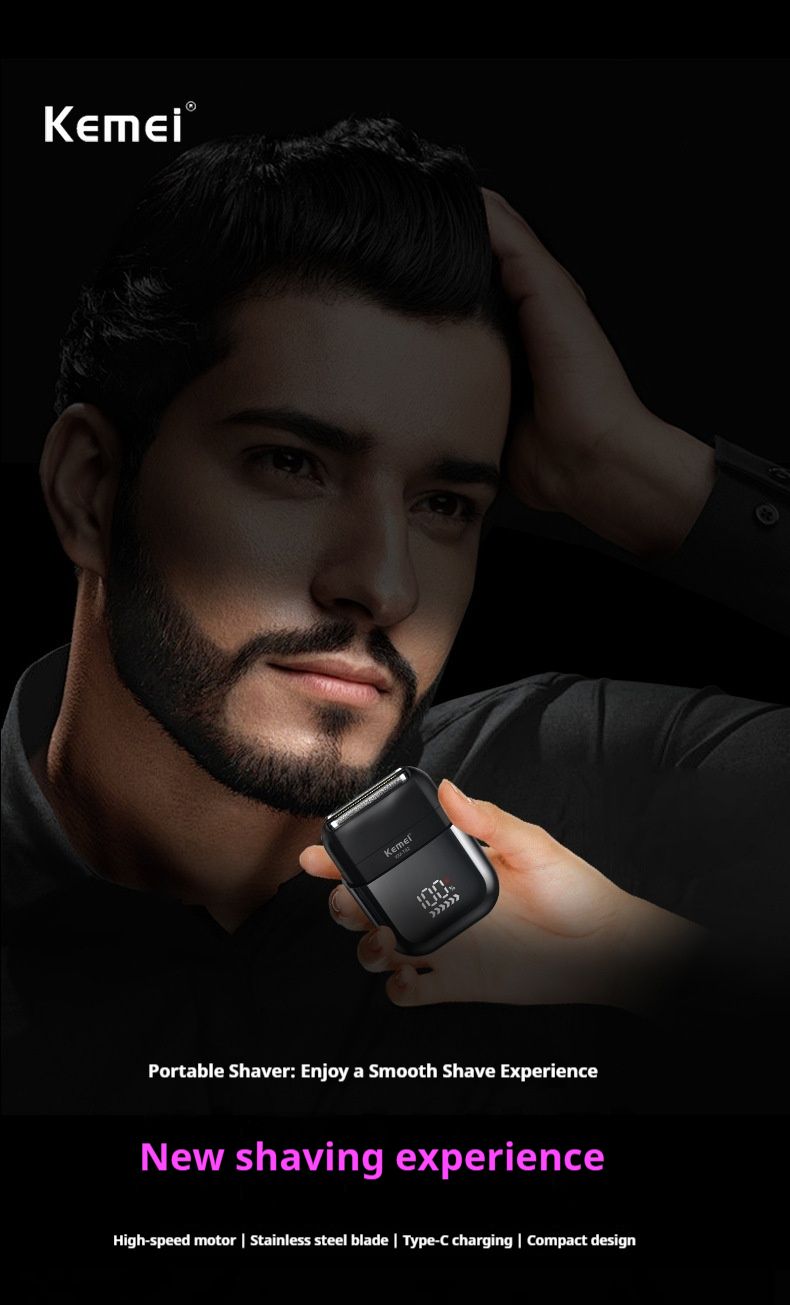 Men's Electric Shaver - Rechargeable, 2-Blade Rotary System, LED Display, Ultra-Quiet (36dB), Waterproof & Long-Lasting (60+ Mins)_voghion.com