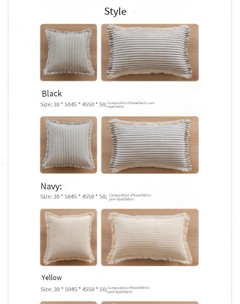 Bohemian Stripe Fringe Throw Pillow Cover - Soft Linen Cushion Case For Sofa, Bed, Office - Scandi Minimalist Home Decor_voghion.com