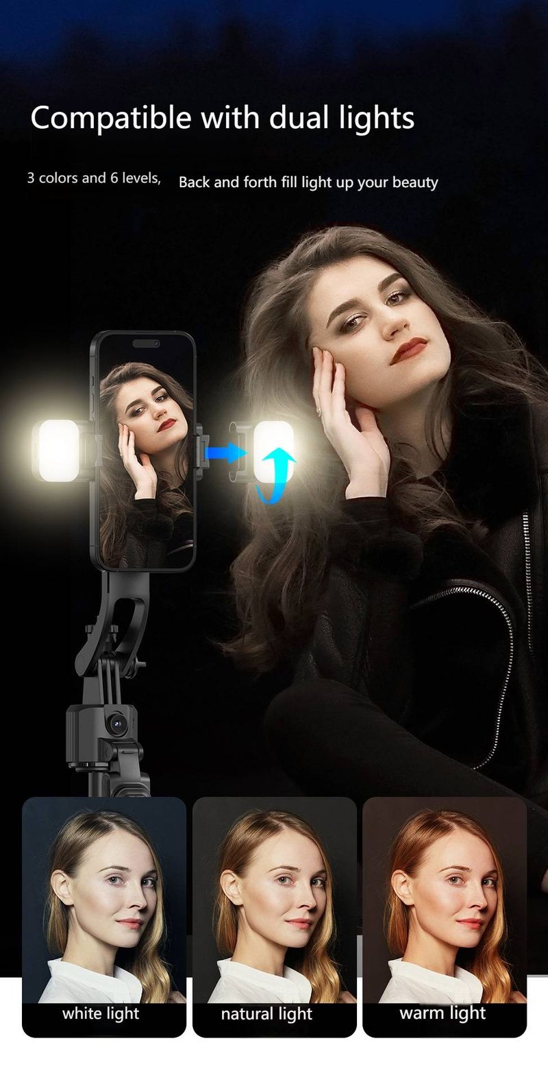 C17 Selfie Stick Tripod - 1.63m Extendable With Bluetooth Remote, 360° Auto Tracking & Anti-Shake Handle - Universal Phone Mount For Stable Shooting_voghion.com
