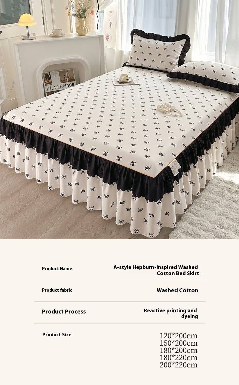 Coprimaterasso in stile francese – Elegante coprimaterasso in cotone lavato ad acqua con orlo arricciato, stile principessa, lusso alberghiero (varie misure e colori)_voghion.com