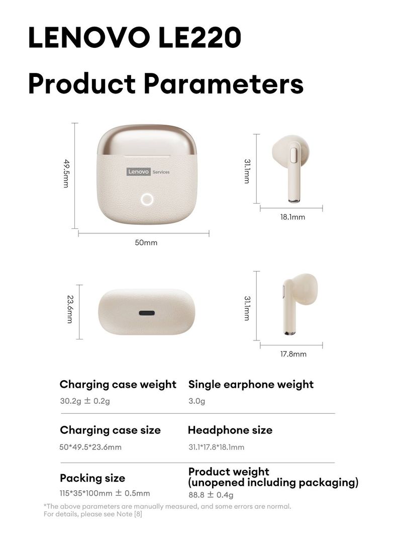 Original Lenovo LE221 TWS Bluetooth-Kopfhörer 6.0, Mini-Kopfhörer mit Stereoklang, Geräuschunterdrückung, tragbares Headset_voghion.com