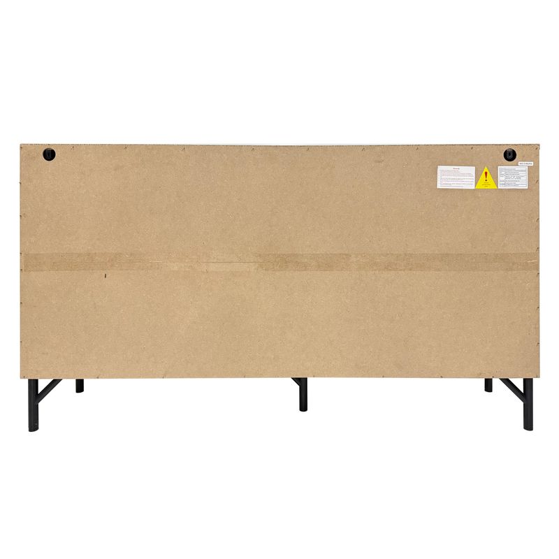 Credenza Weiß 140cm Mit 4 Türen, 3D-Bogenfront, Verstellbaren Böden_voghion.com