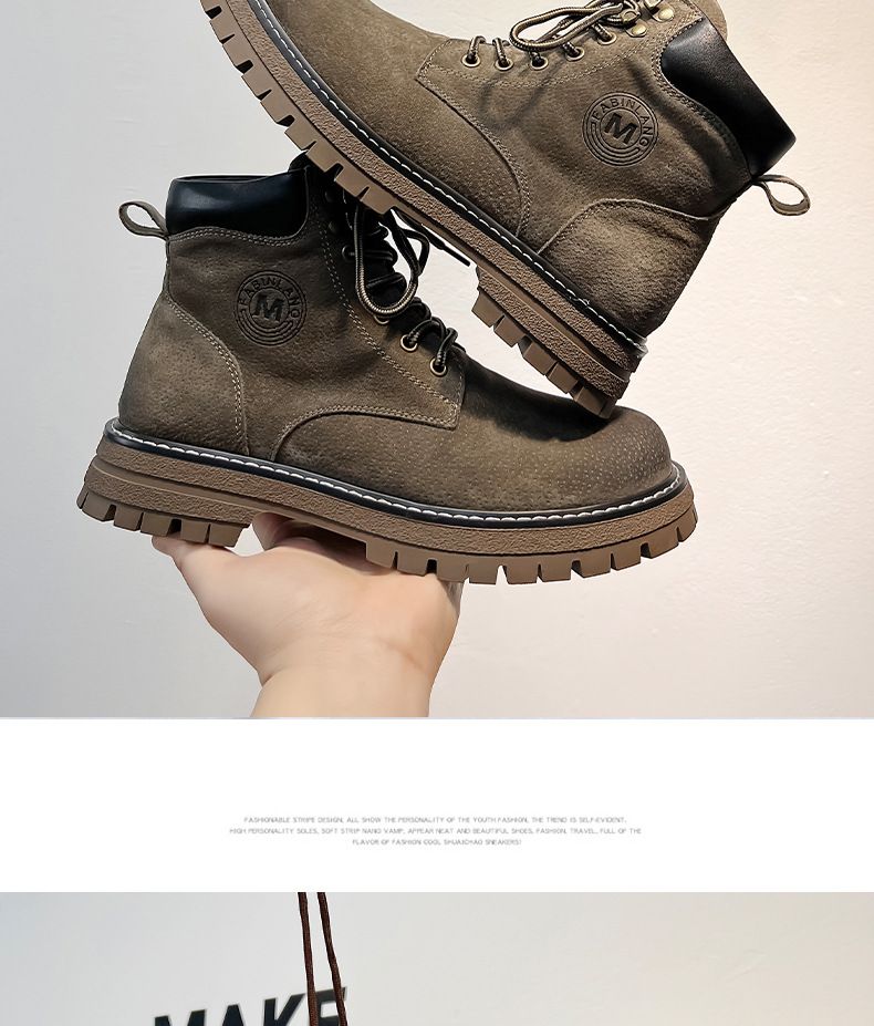 Spring Mid-top Leather Shoes Short Boots Retro Mountaineering Boots Men's Outdoor Casual Short Boots_voghion.com