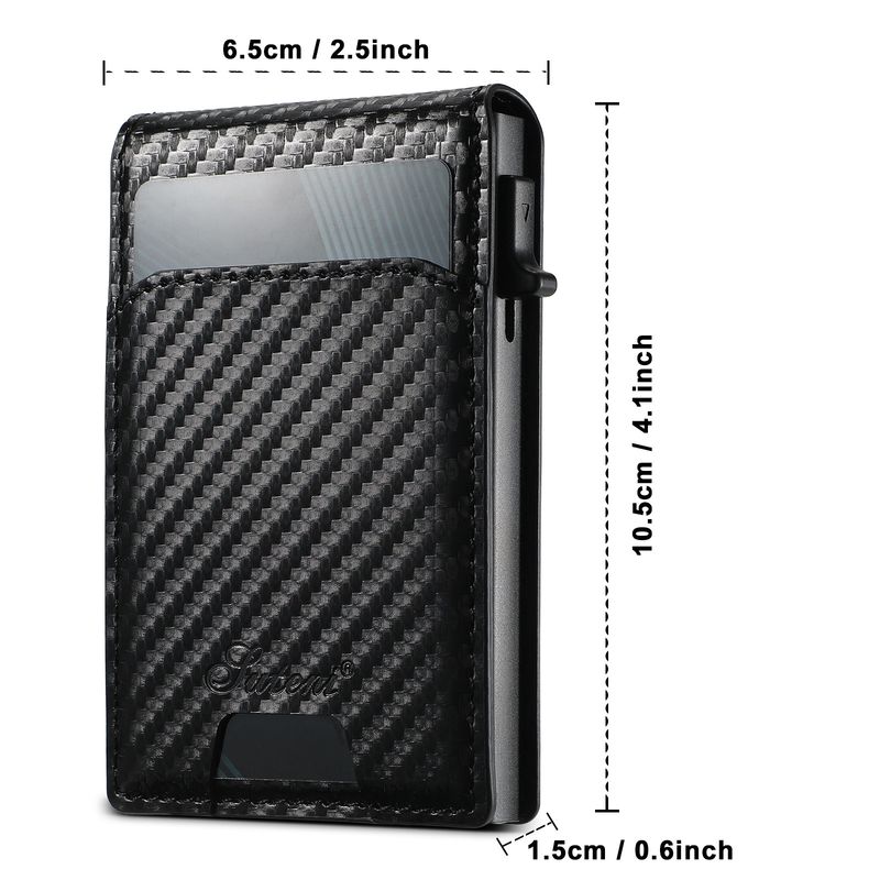 Card Cases Carbon Fiber Leather Keys Automatically Eject Card Case Card With Photo Frame Oil Wax Glossy Lychee Scrub_voghion.com